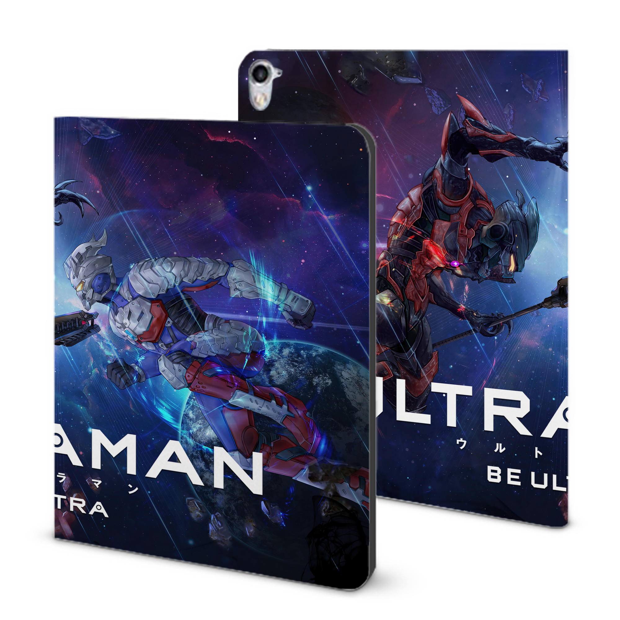 （画像用） ウルトラマン Ultraman IPad ケース ブック型 PUレザー TPU 耐衝撃 軽量 薄型 ペン収納なし 全面保護 IPad 各モデル対応